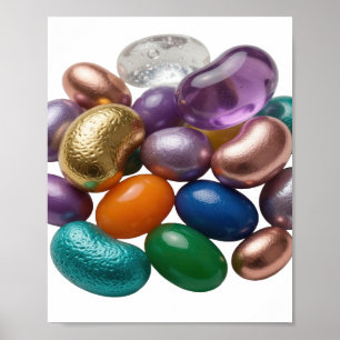 Iconische Zilveren GUMMY BEANS Artistiek Motief Poster