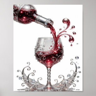 Iconische Zilveren RODE WIJN Poster
