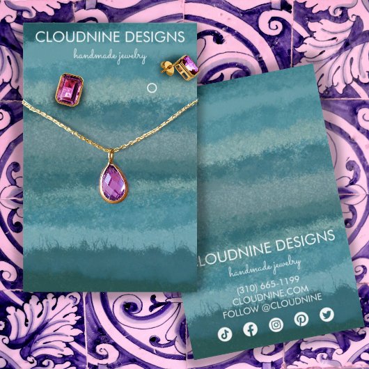 Icons van blauwgroen Ketting juwelen-beeldschermka Visitekaartje