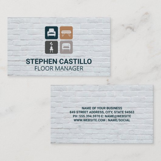 Icons voor meubelen | Brick Wall Visitekaartje (Voorkant / Achterkant)