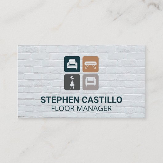 Icons voor meubelen | Brick Wall Visitekaartje (Voorkant)