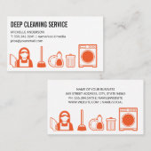 Icons voor reinigingsdiensten | Schoonmaakstof Visitekaartje (Voorkant / Achterkant)