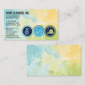 Icons voor reinigingsservice | Achtergrond Waterve Visitekaartje (Voorkant / Achterkant)