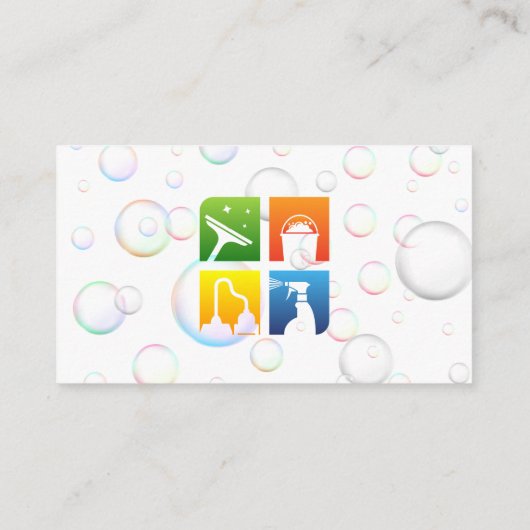 Icons voor reinigingsservice | Zeepbellen Visitekaartje (Achterkant)