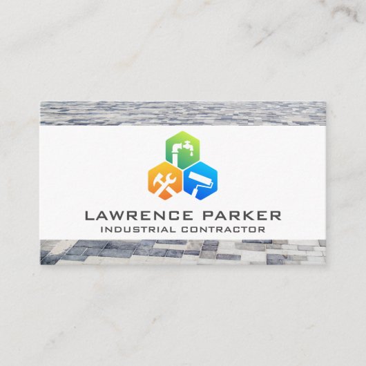 Icons voor reparatie van de constructie | Betonnen Visitekaartje (Voorkant)