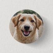 Icoon: hond glimlach ronde button 3,2 cm (Voorkant)