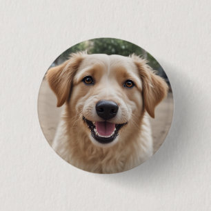 Icoon: hond glimlach ronde button 3,2 cm