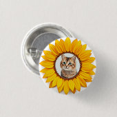Icoon, kat in zonnebloem ronde button 3,2 cm (Voorkant /achterkant)