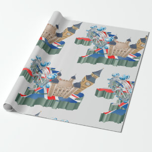 Icoon Londense Landmerken UK Kaart Britse Reis Cadeaupapier