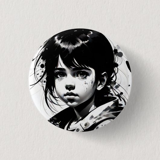 Icoon: meisje ronde button 3,2 cm (Voorkant)