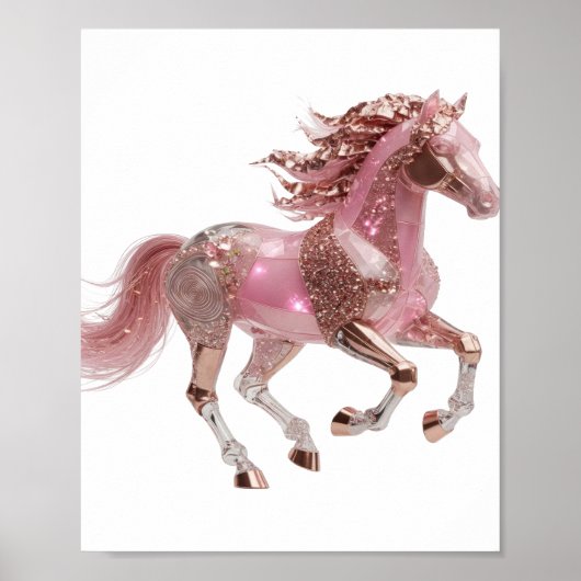 Icoon Paars PINK GLITTEREND PAARD Poster (Voorkant)