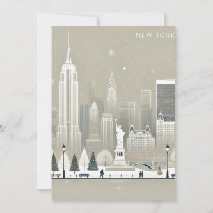 Icoon Standbeeld Liberty & NYC Silhouet Vakantie Bedankkaart