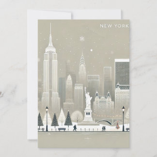Icoon Standbeeld Liberty & NYC Silhouet Vakantie Bedankkaart