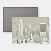 Icoon Standbeeld van de Vrijheid & NYC Silhouet Ke Magneet (Voorkant / Achterkant)