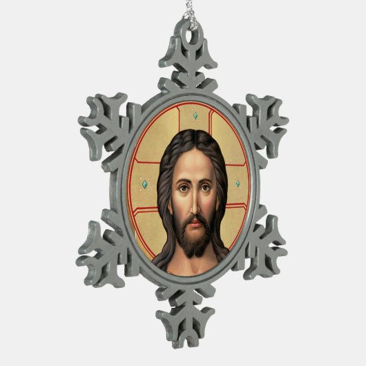 Icoon van Christus Tin Sneeuwvlok Ornament (Links)