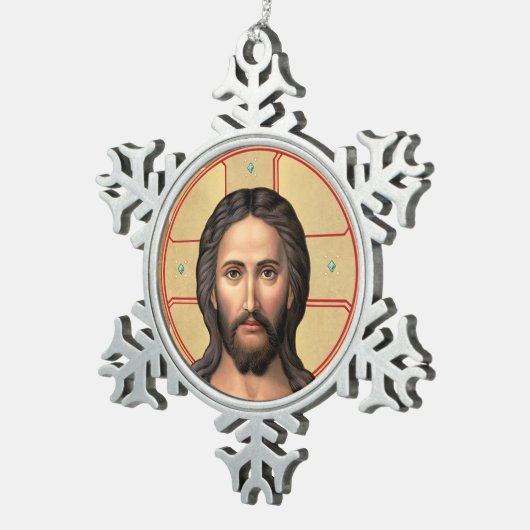 Icoon van Christus Tin Sneeuwvlok Ornament (Rechts)