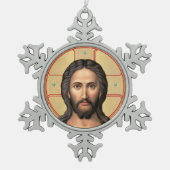 Icoon van Christus Tin Sneeuwvlok Ornament (Voorkant)