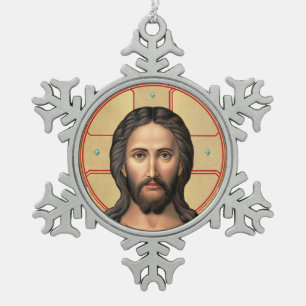 Icoon van Christus Tin Sneeuwvlok Ornament