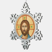 Icoon van Christus Tin Sneeuwvlok Ornament (Rechts)