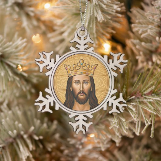 Icoon van Christus Tin Sneeuwvlok Ornament (Boom)