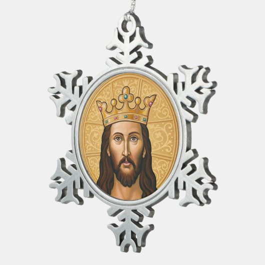 Icoon van Christus Tin Sneeuwvlok Ornament (Rechts)