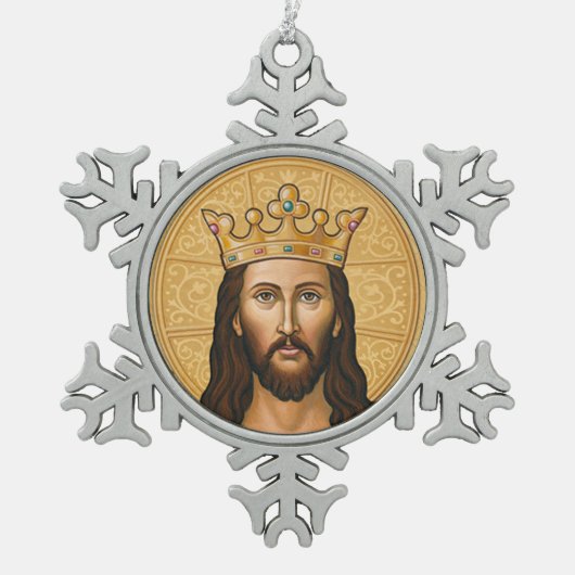 Icoon van Christus Tin Sneeuwvlok Ornament (Voorkant)