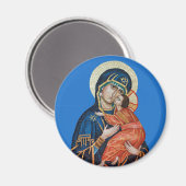 Icoon van de Theotokos Ronde Magnet (Voorkant / Achterkant)