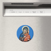 Icoon van de Theotokos Ronde Magnet (Insitu (Vaatwasser))