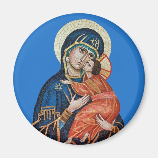 Icoon van de Theotokos Ronde Magnet (Voorkant)