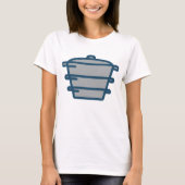 Icoon van gestapelde kookpannen t-shirt (Voorkant)