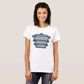 Icoon van gestapelde kookpannen t-shirt (Voorkant volledig)