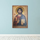 Icoon van Jezus Christus Canvas Afdruk (Insitu (Houten vloer))