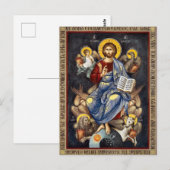 Icoon van Jezus Christus die de Evangeliën vasthou Briefkaart (Voorkant / Achterkant)