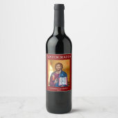 Icoon van Jezus Christus Pantocrator Wijn Etiket (Voorkant)