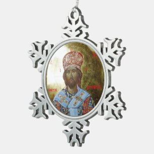 Icoon van Jezus Tin Sneeuwvlok Ornament