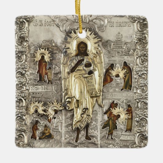 Icoon van Johannes de Doper, engel van de woestijn Keramisch Ornament (Voorkant)