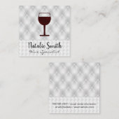 Icoon van rode wijn glas | Stof met witte weving Vierkante Visitekaartje (Voorkant / Achterkant)