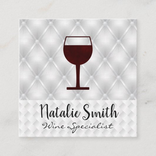 Icoon van rode wijn glas | Stof met witte weving Vierkante Visitekaartje (Voorkant)