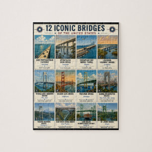 Icoonbruggen van de Verenigde Staten Lijst Vintage Legpuzzel