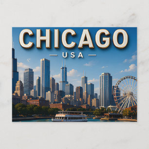 Icoonherinneringen aan de Chicago Skyline Briefkaart