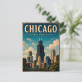 Icoonherinneringen aan de Chicago Skyline Briefkaart (Staand voorkant)