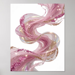 Icoonontwerp met zilveren ROZE GLITTERKRINGELS Sta Poster