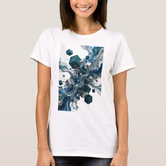 Icoonontwerp van zilver ABSTRACTE KUNST T-shirt (Voorkant)