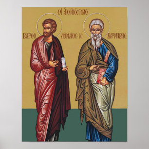 Icoonprent H. Bartholomeus en Barnabas Poster