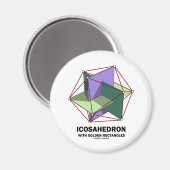 Icosaëder met gouden rechthoeken (geometrie) magneet (Voorkant / Achterkant)
