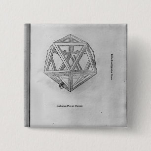 Icosahedron uit de "De Divina Proportione" Vierkante Button 5,1 Cm