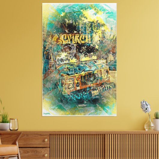 Icrème graffiti truck Missiondistrict San Francisc Canvas Afdruk (Insitu (Woonkamer))