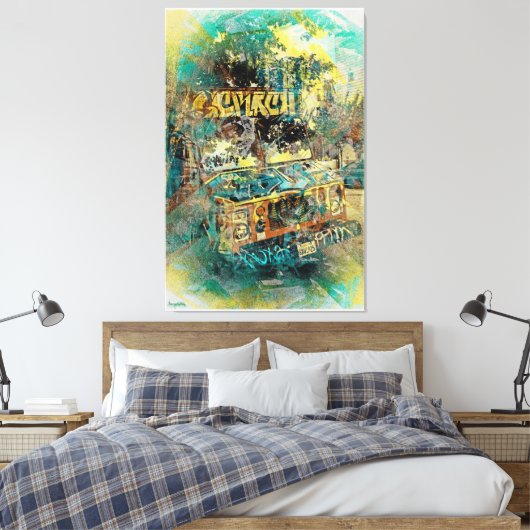 Icrème graffiti truck Missiondistrict San Francisc Canvas Afdruk (Insitu (Slaapkamer))