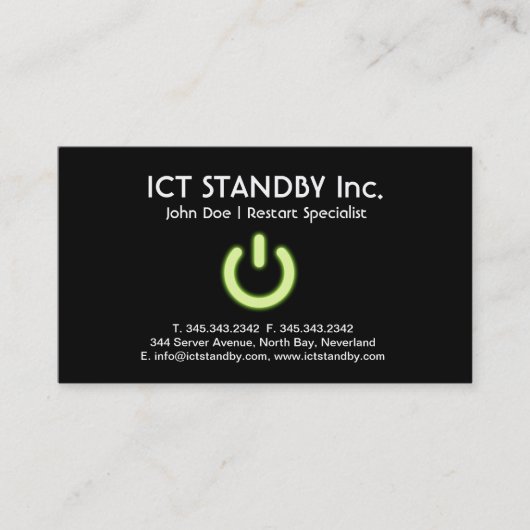 ICT cool green glow visitekaartje Standby (Voorkant)