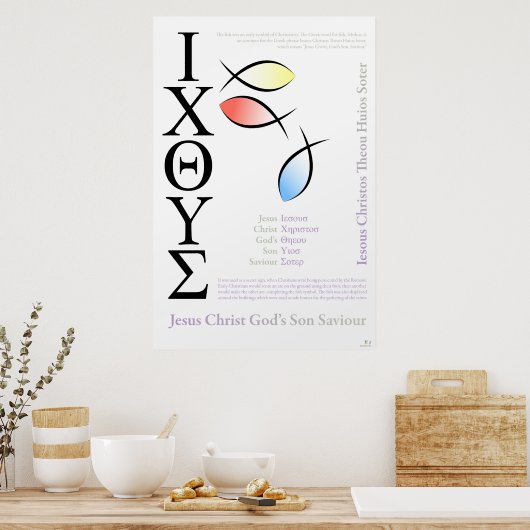 Icthus Fish Symbol English Spelling Poster (Keuken)